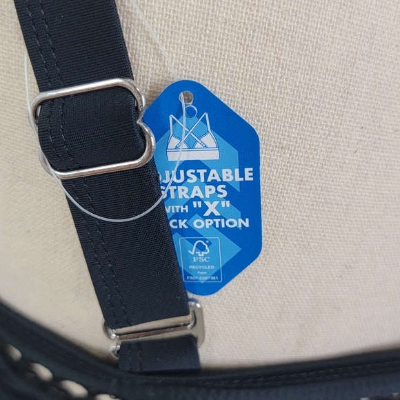 Free Country Black Macrame Floral Print Quick Dri Tankini Swim Top Sz M NEW - Picture 10 of 16